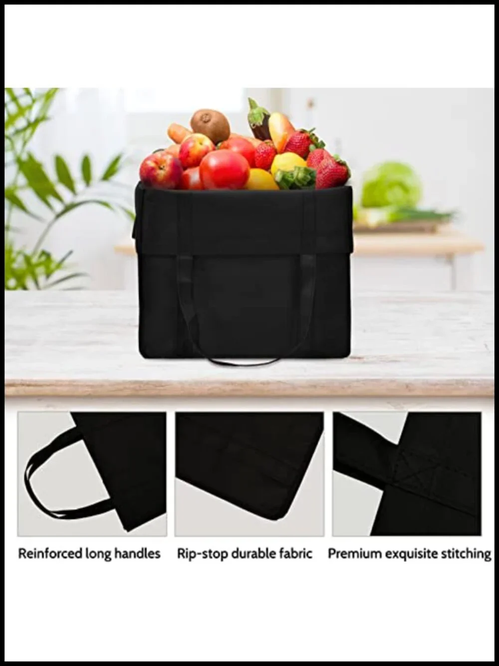 24-Pack Reusable Grocery Bags Large Heavy Duty Foldable Tote Bags